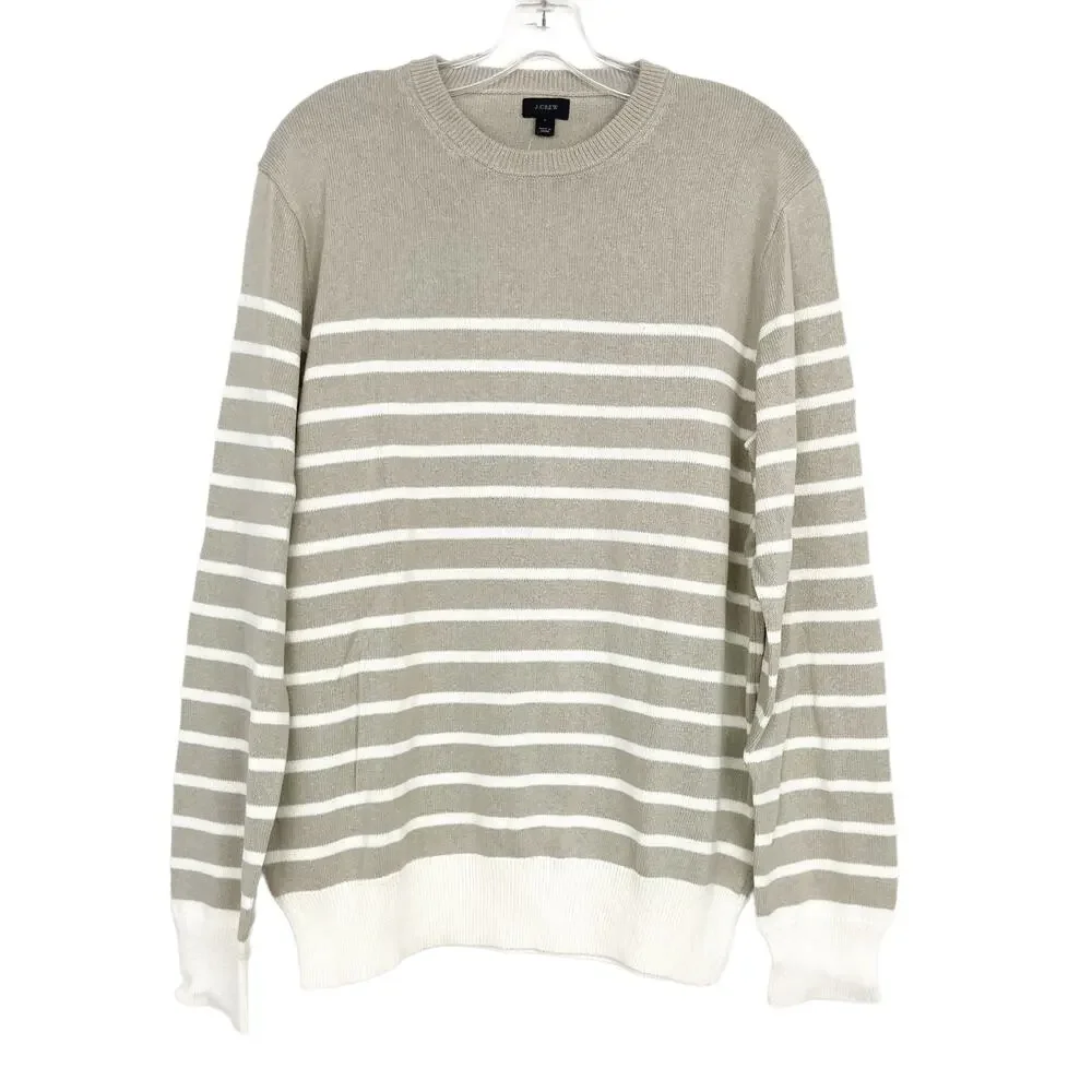 J. Crew Tan White Striped Sweater Sz L